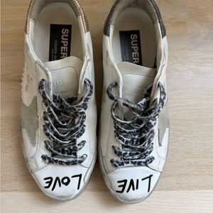 Golden Goose White and Black Sneakers
